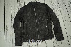 Diesel Mens Jacket Black Biker Sheep Leather Sheepskin 100% Authentic Size L