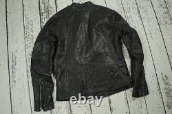 Diesel Mens Jacket Black Biker Sheep Leather Sheepskin 100% Authentic Size L