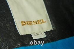 Diesel Mens Jacket Black Biker Sheep Leather Sheepskin 100% Authentic Size L