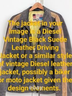 Diesel Vintage Black Suede Racing Motorcycle Jacket