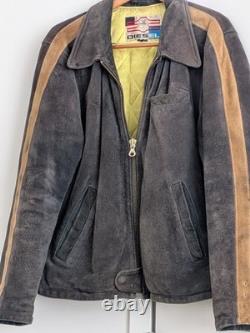 Diesel Vintage Black Suede Racing Motorcycle Jacket