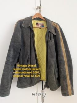 Diesel Vintage Black Suede Racing Motorcycle Jacket