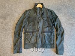 Diesel leather biker military jacket men's size L dark gray/olive Rare