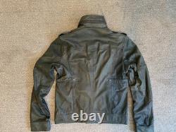 Diesel leather biker military jacket men's size L dark gray/olive Rare