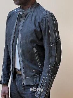 Diesel vintage motorcycle jacket withleather applications