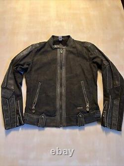 Diesel vintage motorcycle jacket withleather applications