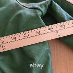 Distressed Green ENERGIE Leather Biker Jacket Size L Mens