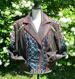 Double D Ranch Beaded Embroidered Abenaki Brown Leather Jacket XL EUC #2