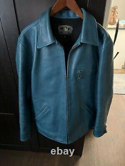 Double Helix Blue Horsehide Leather Jacket 1930s Halfbelt 44 Rare