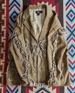 Double RL RRL Ralph Lauren Western Cowboy Roughout Suede Fringe Leather Jacket