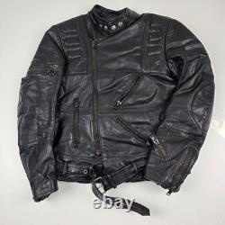 Drag Specialties Leather Motorcycle Jacket Mens 40 Black Biker Belted Zip Cuffs