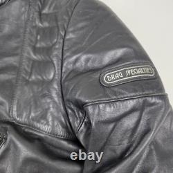 Drag Specialties Leather Motorcycle Jacket Mens 40 Black Biker Belted Zip Cuffs