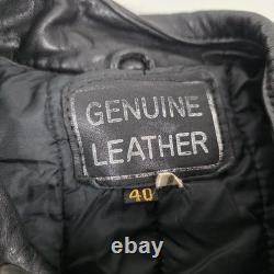 Drag Specialties Leather Motorcycle Jacket Mens 40 Black Biker Belted Zip Cuffs