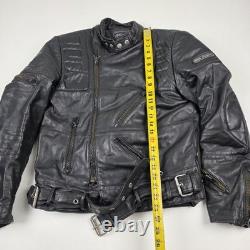 Drag Specialties Leather Motorcycle Jacket Mens 40 Black Biker Belted Zip Cuffs