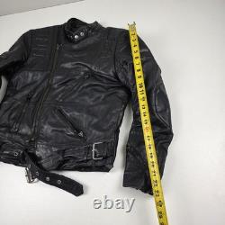 Drag Specialties Leather Motorcycle Jacket Mens 40 Black Biker Belted Zip Cuffs