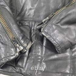Drag Specialties Leather Motorcycle Jacket Mens 40 Black Biker Belted Zip Cuffs