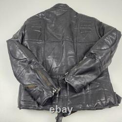 Drag Specialties Leather Motorcycle Jacket Mens 40 Black Biker Belted Zip Cuffs