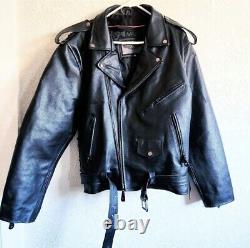 Dream Apparel Men's? Black Leather Motorcycle Jacket 48 Chest