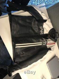 Ducati 80s Motorcycle Jacket (Size 50 Euro/ LG US) Black/White/Red by Dainese