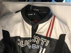 Ducati 80s Motorcycle Jacket (Size 50 Euro/ LG US) Black/White/Red by Dainese