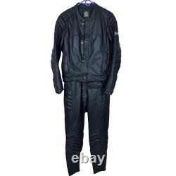 ECHTES LETER Men's Black Heavy Leather Motorcycle Jacket Pants Suit Size 54 Set