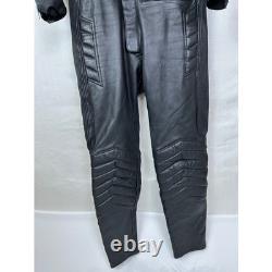 ECHTES LETER Men's Black Heavy Leather Motorcycle Jacket Pants Suit Size 54 Set