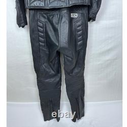 ECHTES LETER Men's Black Heavy Leather Motorcycle Jacket Pants Suit Size 54 Set
