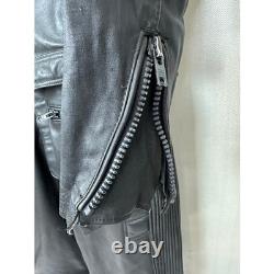 ECHTES LETER Men's Black Heavy Leather Motorcycle Jacket Pants Suit Size 54 Set