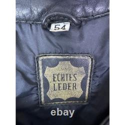 ECHTES LETER Men's Black Heavy Leather Motorcycle Jacket Pants Suit Size 54 Set