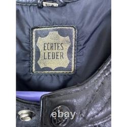 ECHTES LETER Men's Black Heavy Leather Motorcycle Jacket Pants Suit Size 54 Set