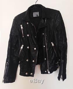 Euc Rare Anine Bing Motorcycle Black Leather Jacket Size S