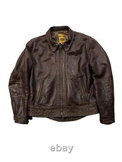 EUC Schott NYC Perfecto 585 Brown Leather Motorcycle Jacket Men's Large