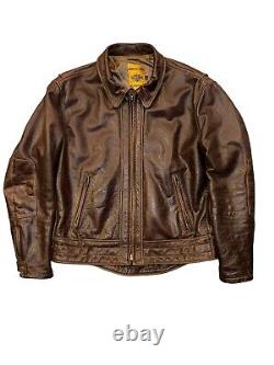 EUC Schott NYC Perfecto 585 Brown Leather Motorcycle Jacket Men's Large