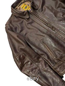 EUC Schott NYC Perfecto 585 Brown Leather Motorcycle Jacket Men's Large