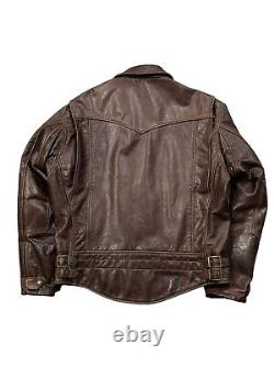 EUC Schott NYC Perfecto 585 Brown Leather Motorcycle Jacket Men's Large