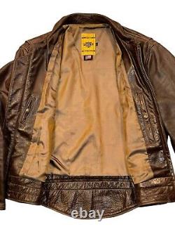 EUC Schott NYC Perfecto 585 Brown Leather Motorcycle Jacket Men's Large