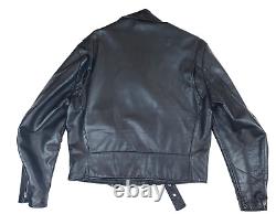 EXCELLED USA Vintage Asymmetrical Black Leather Motorcycle Jacket Belted Size 42