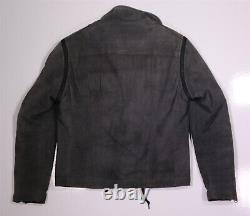 EZ by Ermenegildo Zegna Gray Cowhide Leather Biker Moto Jacket-Vest Men's XS