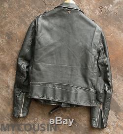 Early PERFECTO Black Leather Motorcycle Jacket, Mens Small, No Reserve, V. Nice