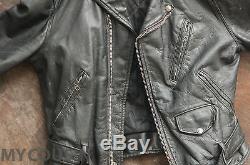 Early PERFECTO Black Leather Motorcycle Jacket, Mens Small, No Reserve, V. Nice