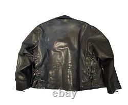 Easyriders Leather Motorcycle Jacket Size 3X Men's Black Distressed