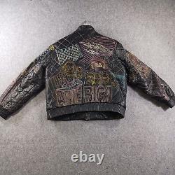 Echtes Leder Jacket Mens XL Leather NEW YORK Embroidered USA RARE