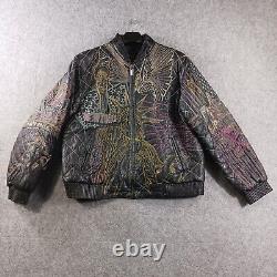 Echtes Leder Jacket Mens XL Leather NEW YORK Embroidered USA RARE