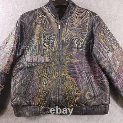 Echtes Leder Jacket Mens XL Leather NEW YORK Embroidered USA RARE