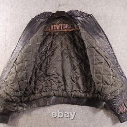 Echtes Leder Jacket Mens XL Leather NEW YORK Embroidered USA RARE