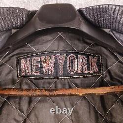 Echtes Leder Jacket Mens XL Leather NEW YORK Embroidered USA RARE