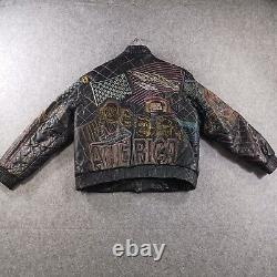 Echtes Leder Jacket Mens XL Leather NEW YORK Embroidered USA RARE