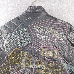 Echtes Leder Jacket Mens XL Leather NEW YORK Embroidered USA RARE