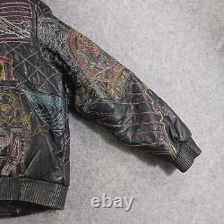 Echtes Leder Jacket Mens XL Leather NEW YORK Embroidered USA RARE