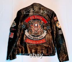 Ed Hardy Mens Studded Leather Jacket Size L